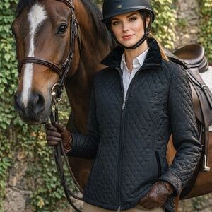 UTEX Quiet Luxury Black Diamond Quilted Zip Jacket, M